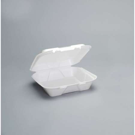 Genpak Large Foam Hinged Dinner Container 9.25x9.25x3 White Vented, PK200 SN200-V